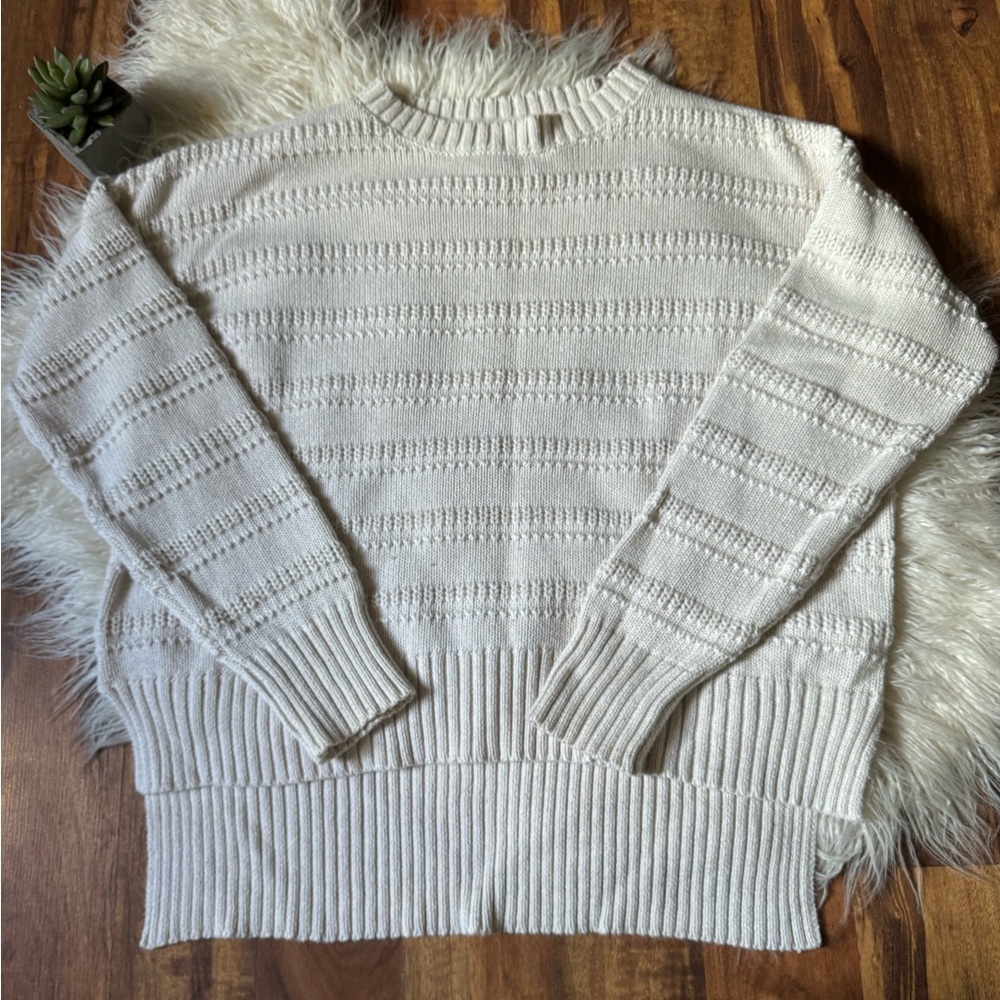 Cupcakes & Cashmere Textured Crewneck Sweater Cream